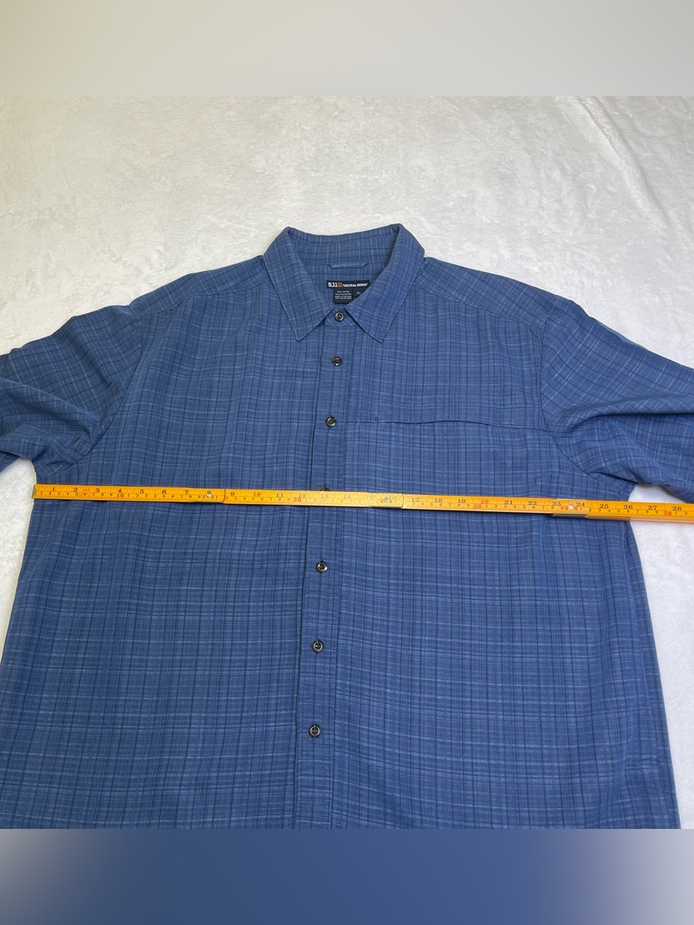 5.11 Tactical Men's XL Short-Sleeve Button-Up Shirt Blue Crosshatch Pattern - Picture 9 of 10